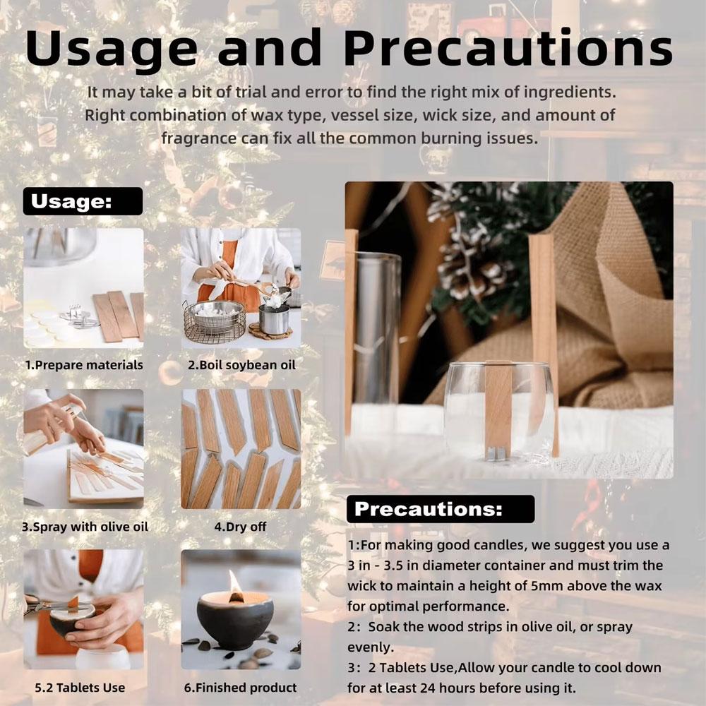 80PCS Candle Making Kit Candle Wicks with Bases A Sheet Nano Dots Glue Luxury Candle Wooded Wicks Scented Accessories DIY Gifts