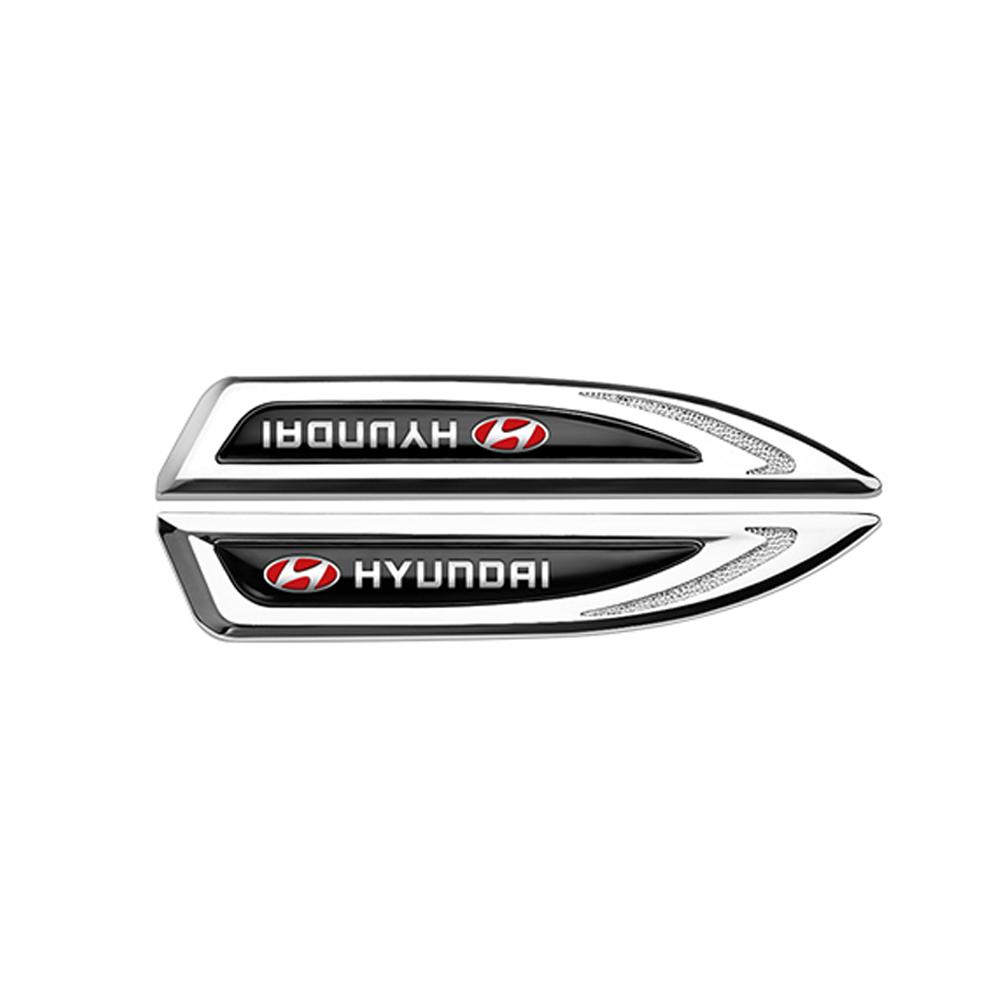 2PCS Car Styling Logo Body Fender Knife Emblem Decor Stickers For Hyundai Sonata Palisade Elantra Wagon ix20 i20 i30 Accessories vf1