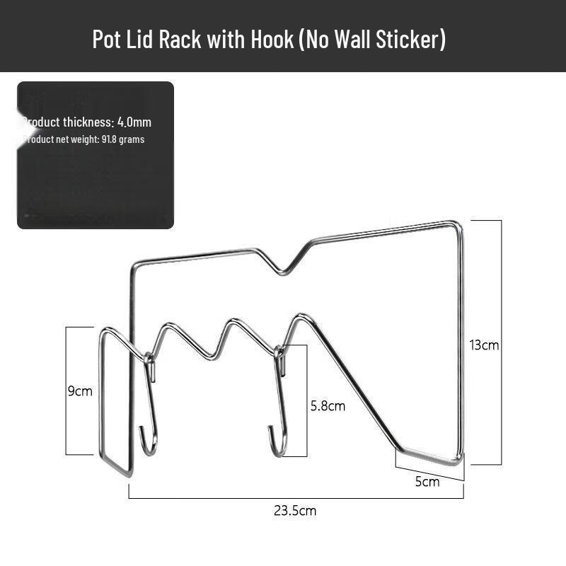 miflame Wall-Mounted Pot Lid Organizer with Hooks