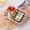 Portable Lunch Box Wheat Straw Bento Box with Compartment Picnic Bento Box Fruit Container Microwave Oven Dinnerware for Student