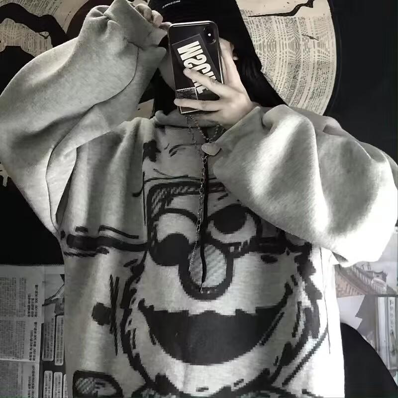 Kawaii Harajuku толстовка для женщин корейский свитшот с принтом аниме винтажная розовая толстовка большого размера милая одежда топы для девочек