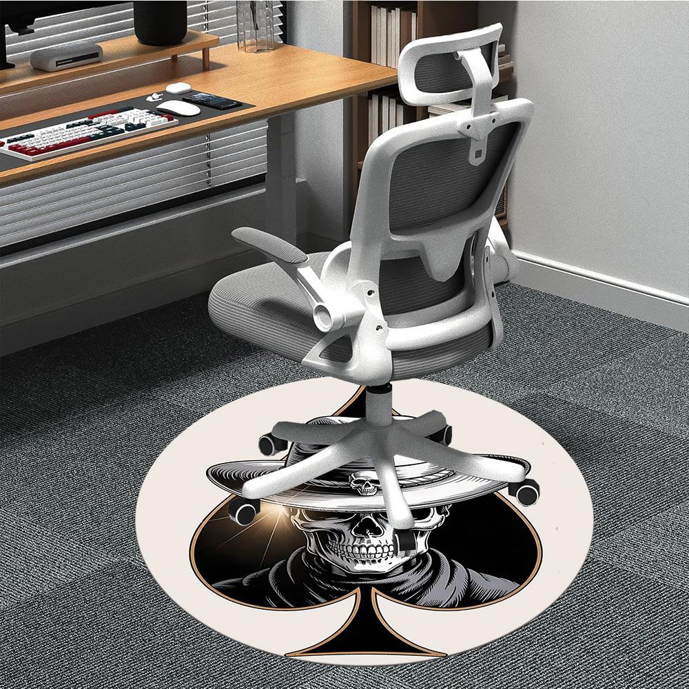 1pc Skull Ace Office Round Area Rug, Under Office Chairs Bedroom Living Room Home Decor, Room Deco, Available in Various Sizes
