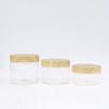 Empty Clear Jar Container With Plastic Imitation Wood Lid Plastic Storage Bottle