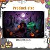 2D plane, 1pc Halloween-themed clown in the cemetery with pumpkin and full moon polyester banner - indoor/outdoor party