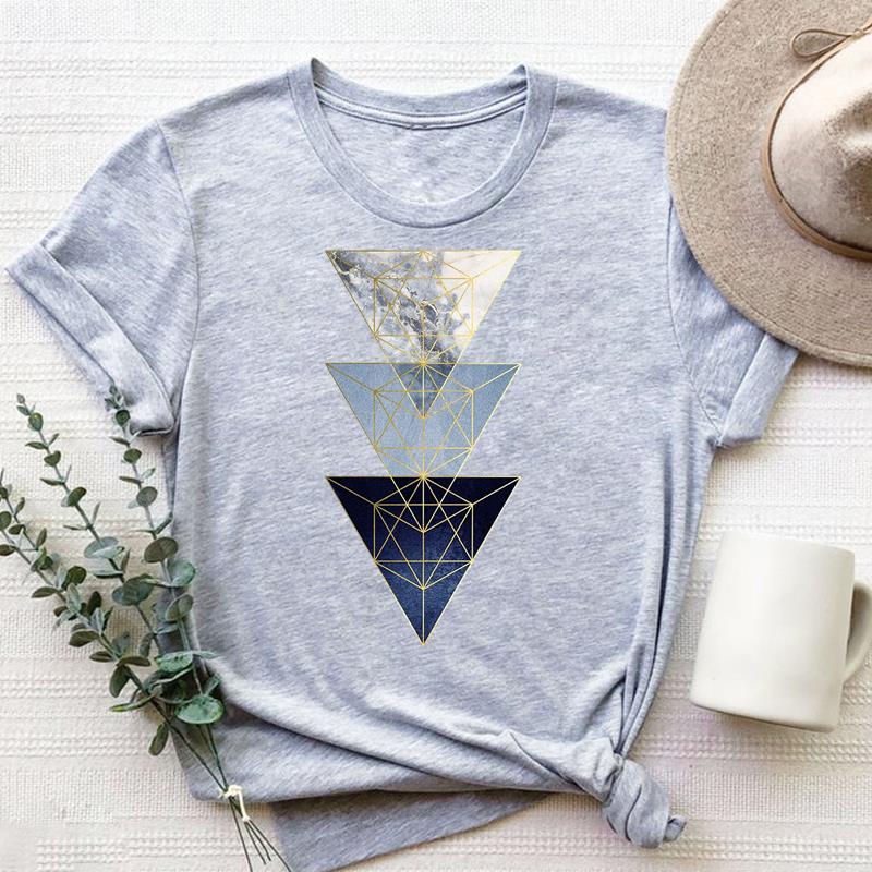 Милая футболка с геометрическим рисунком, модная футболка, одежда, стиль 90-х годов, трендовая повседневная женская футболка с коротким рукавом и принтом, женская женская футболка с графикой