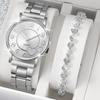 Gift Sets New Ladies Watch Set Fashion Double Love Rhinestone Alloy Jewelry Watch Ladies Girlfriends Watch Set