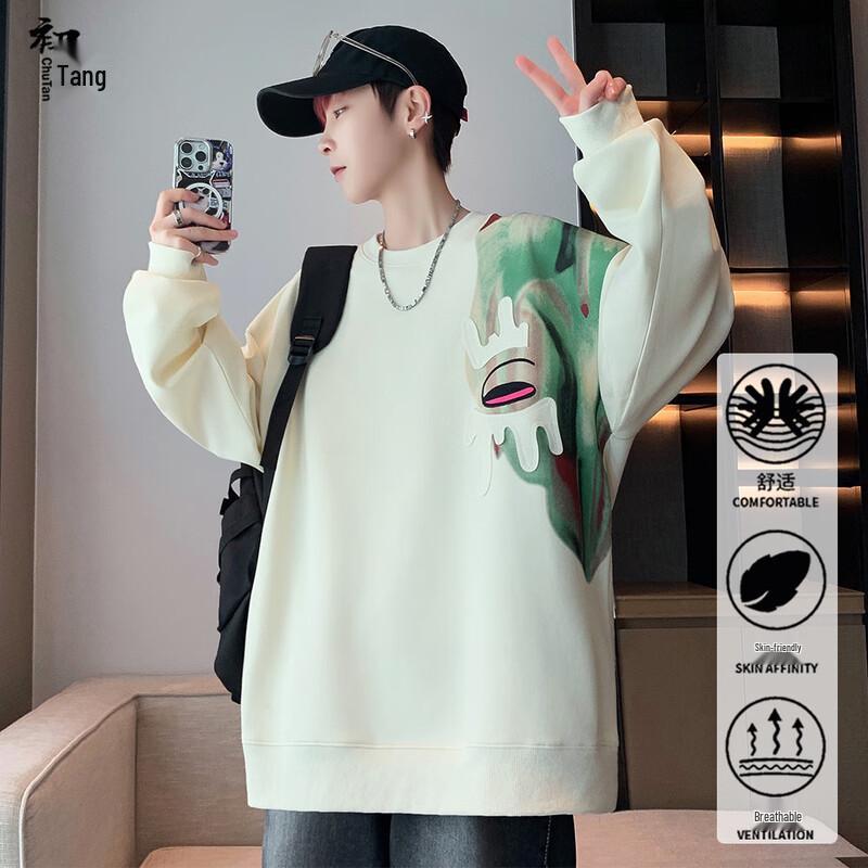 Мужской пуловер с длинным рукавом и вышивкой в американском ретро-стиле