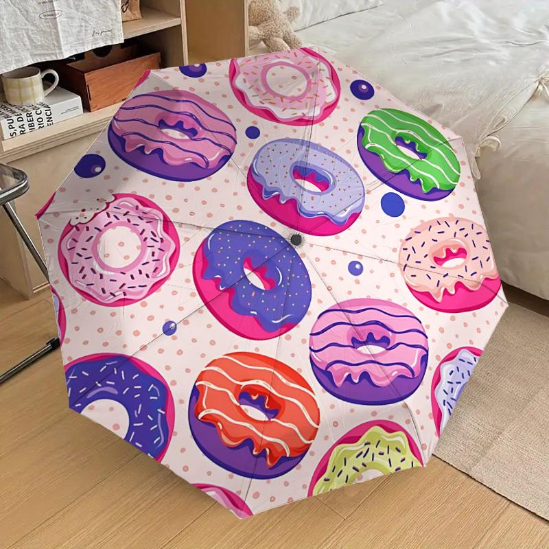 1pc Donut Pattern Automatic Open/Close Umbrella, Formal Events - Ideal Gift for Family or Friends, Outdoor Accessory yy251211162
