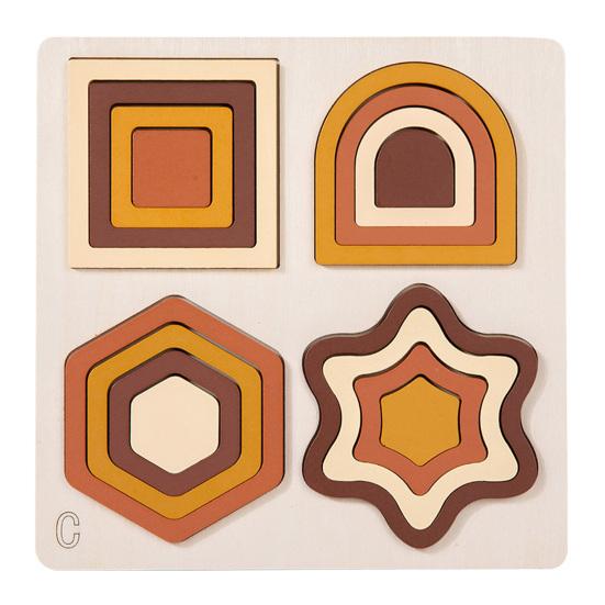 Wooden Geometry Puzzle Board Game Preschool Color Learning Geometric Shape Matching