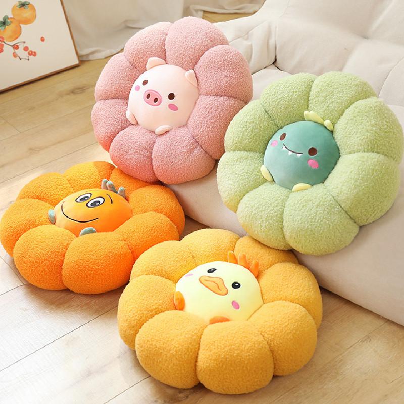 Plush Teddy Toy Animal Cushion Embroidered Design Children Room Nook Reading