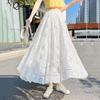 Womens Plain Knee Length Ladies Soft Stretch Flared Printed Skater Midi Skirt