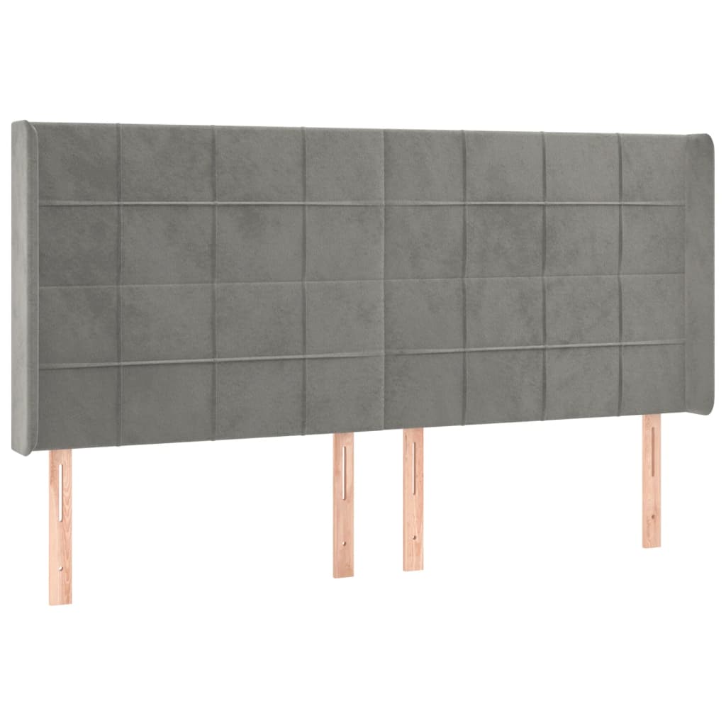 Box Spring Bed with Mattress & LED Lights Light Grey 180x200 cm Velvet