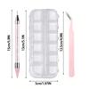 3 Pieces/set of Sparkling Diamond Drawing Rhinestone Tools Include Premium Tweezers and Pick Up Pencils Complete Nail Rhinestone Storage Kit