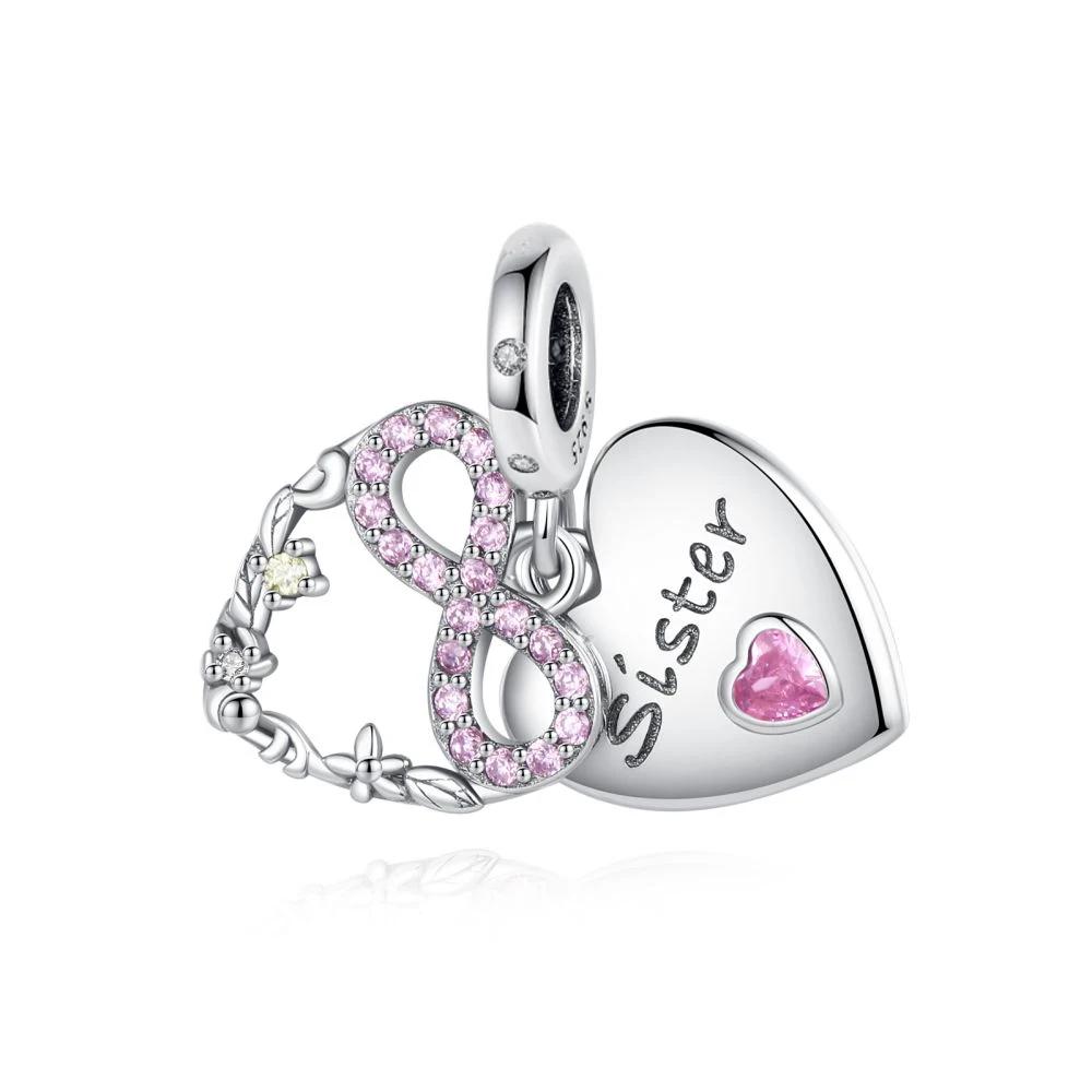 Классическая Бесконечная Любовь Розовое Сердце Корона Оригинальные Медные Шармы Бусины Подходят для Браслета Женские Украшения Сделай Сам Подарок Аксессуар для Изготовления