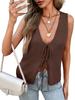 Women's Tie Front Ribbed Knit Sweater Vest Sleeveless Y2K Summer Tank Top