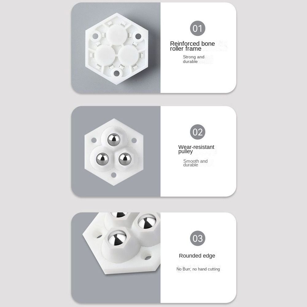 Самоклеящиеся мебельные ролики, колеса, бесшумный шарик, самоклеящаяся основа шкива, мини-ролик с тремя шариками