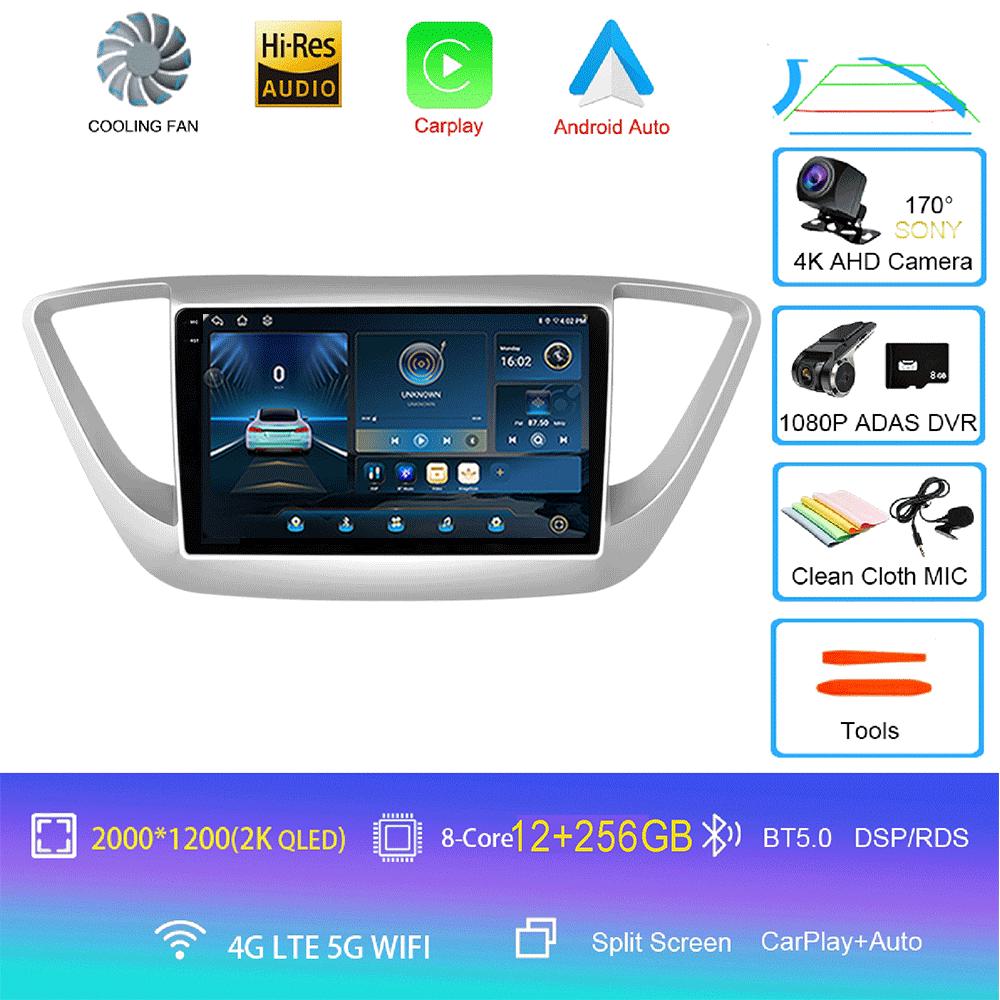 Android 14 Carplay Auto Car Radio For Hyundai Solaris 2 2017 - 2020 GPS Recorder Multimedia video Player 4G+WiFi DSP 2 din dvd
