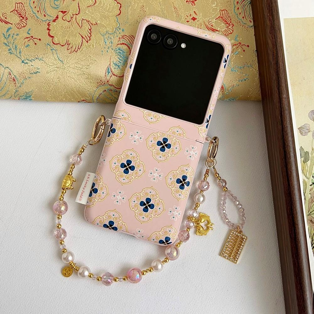 Chinese Style Phone Case For Motorola MotoRazr 50 60 Bracelet PC Hard Shell Protective Hand Strap Shockproof Back Cover