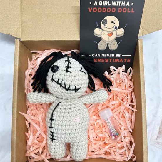Funny Positive Voodoo Doll Inspirational Handmade Crochet Doll Gifts Emotional Support Stuffed Plush Doll with Card for Friend Coworker Sister