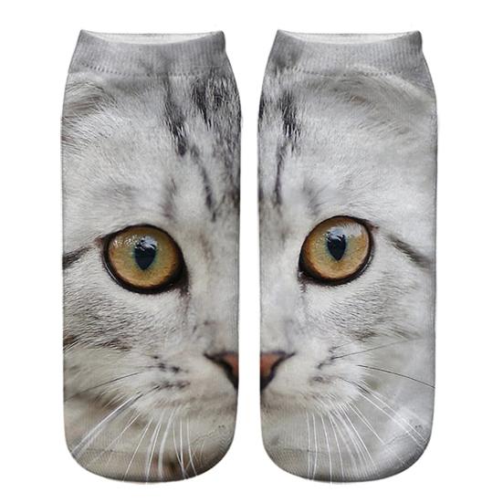 Yousheng Realistic Cat Face Socks 3D Cat Print Socks Breathable Cute Kitten Socks Funny Xmas Birthday Gifts for Women Men Cat Lovers