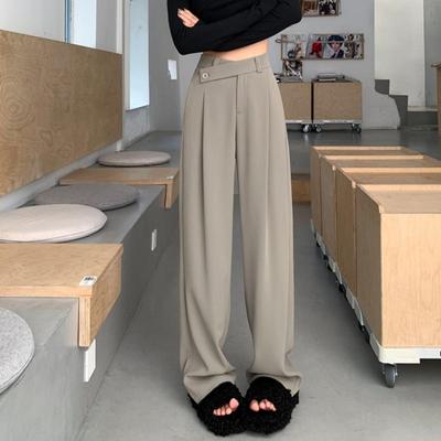 Весна и осень женские новые узкие широкие брюки с высокой талией