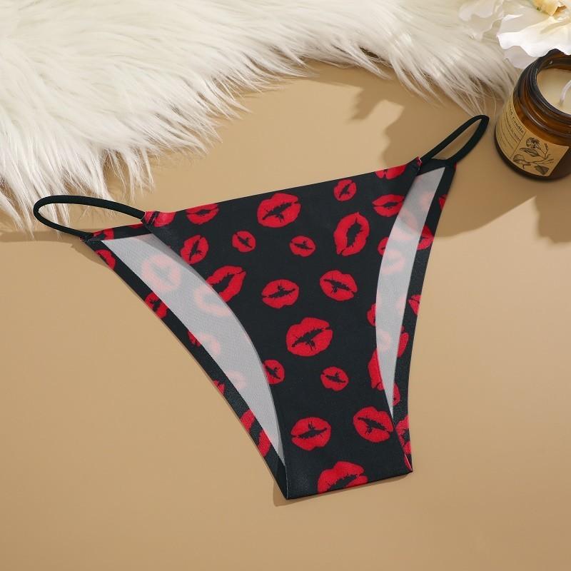 FINETOO Drawstring Print Panty For Women Seamless Briefs Sexy And Comfortable Underwear