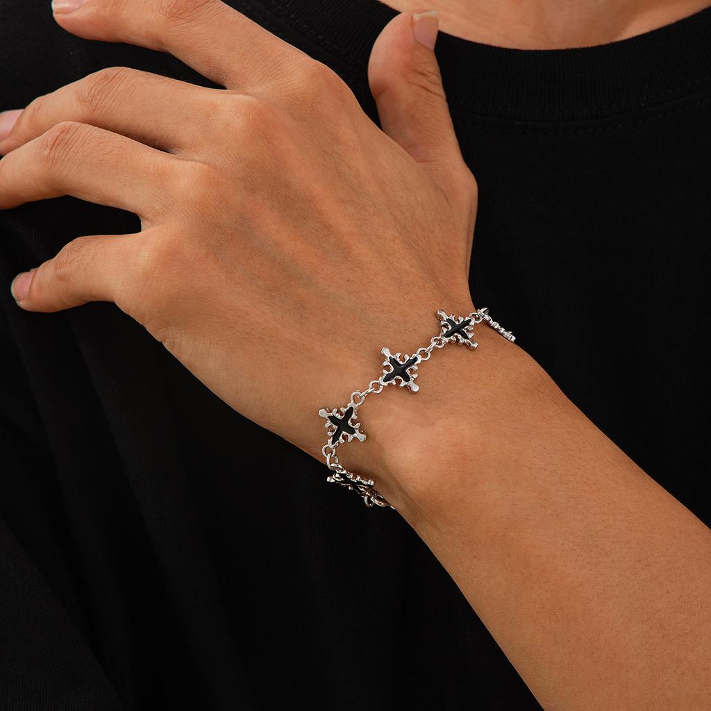Ingemark Creative Jesus Cross Chain Bracelet for Man on Hand Hip Hop Charm Silver Color Bangles Christian Couple Jewelry Gift