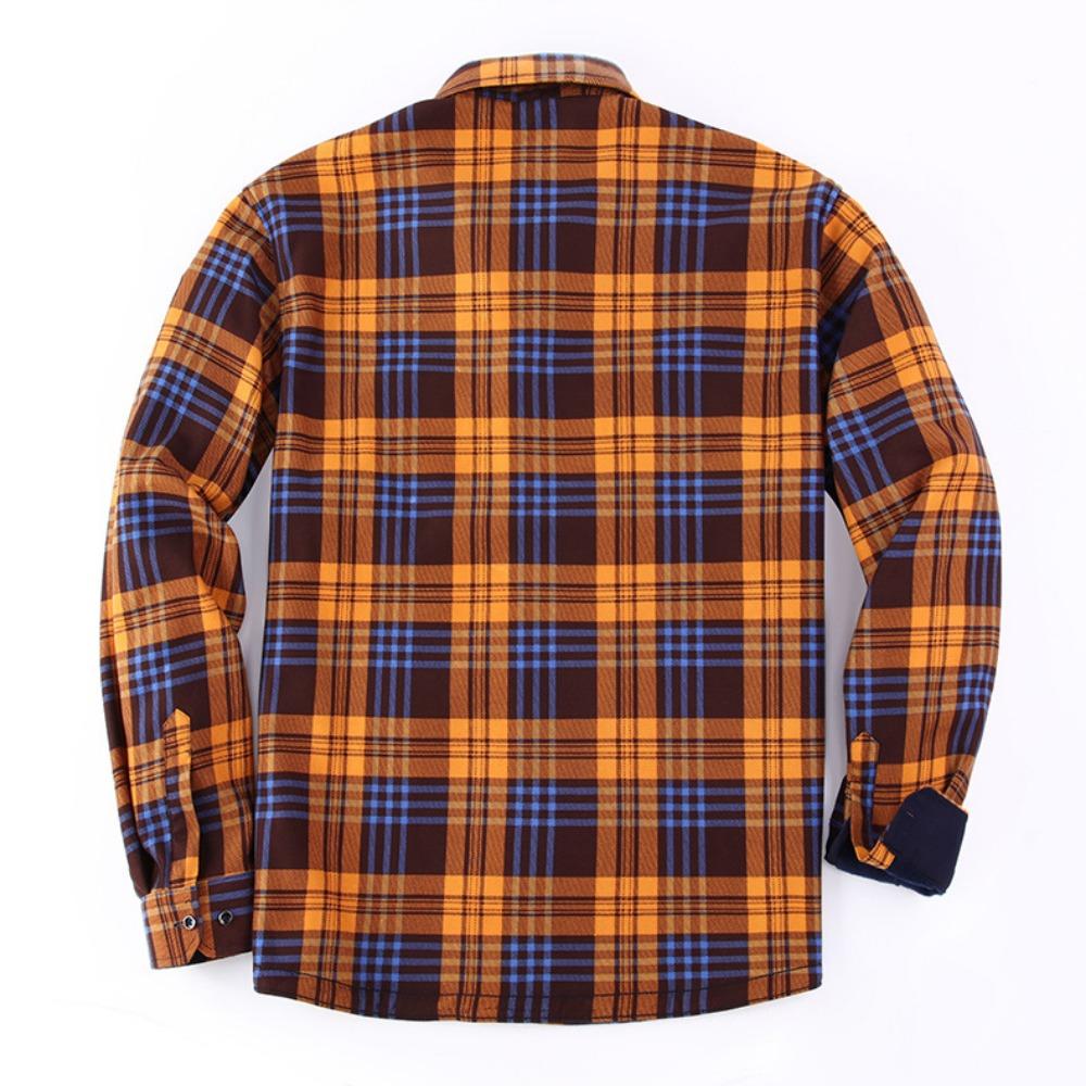 Американский размер Мужская рубашка с длинным рукавом Осень Зима Теплая Плюс Флис Утолщенная Клетка Большой размер Мода Не требующая глажки