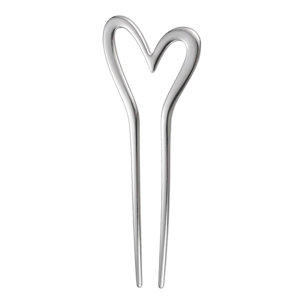 Metal Heart Hairpin For Women With Zinc Alloy And Eco-Friendly Coating In New Chinese Style