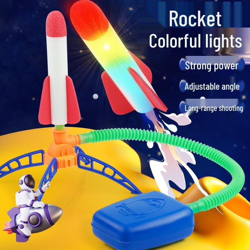 Glowing Rocket Launcher Outdoor Foot-Operated Toy for Kids - Two-Person Flying Arrow Game