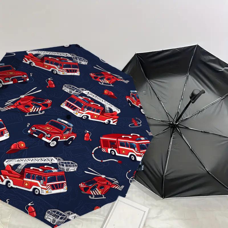 1PC firetruck fire hydrantAutomatic Open/Close Umbrella with Windproof, 8-Rib Sturdy Canopy, Durable Ribs, Fashionable Design, Outdoor Accessory, Fun