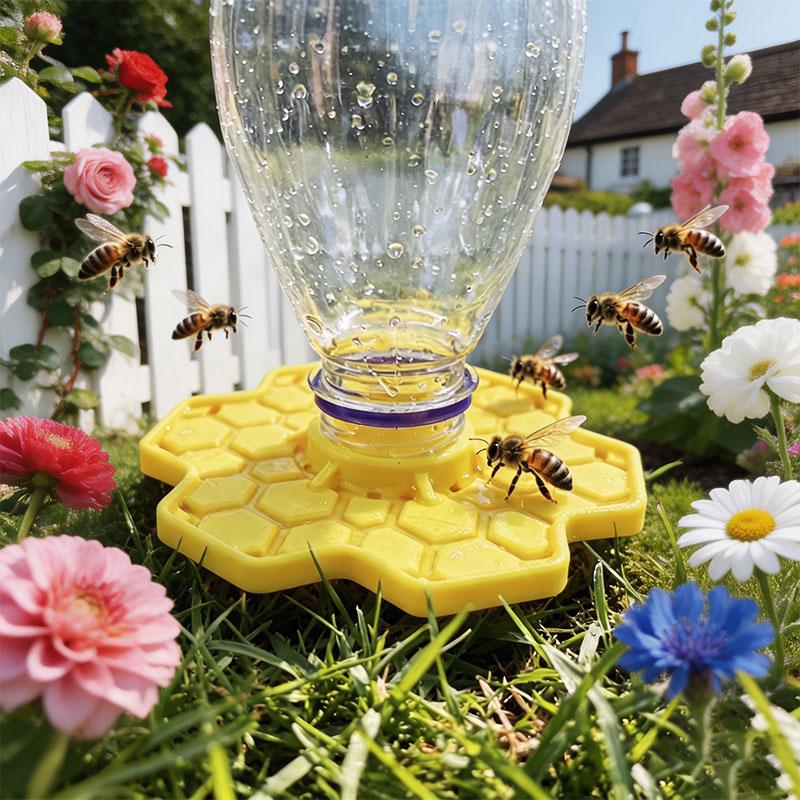 Bee Water Feeder with Perch Safe Honeybee Drinking Station for Garden Patio Beekeeping Supplies Small-Hole Honeycomb Tray