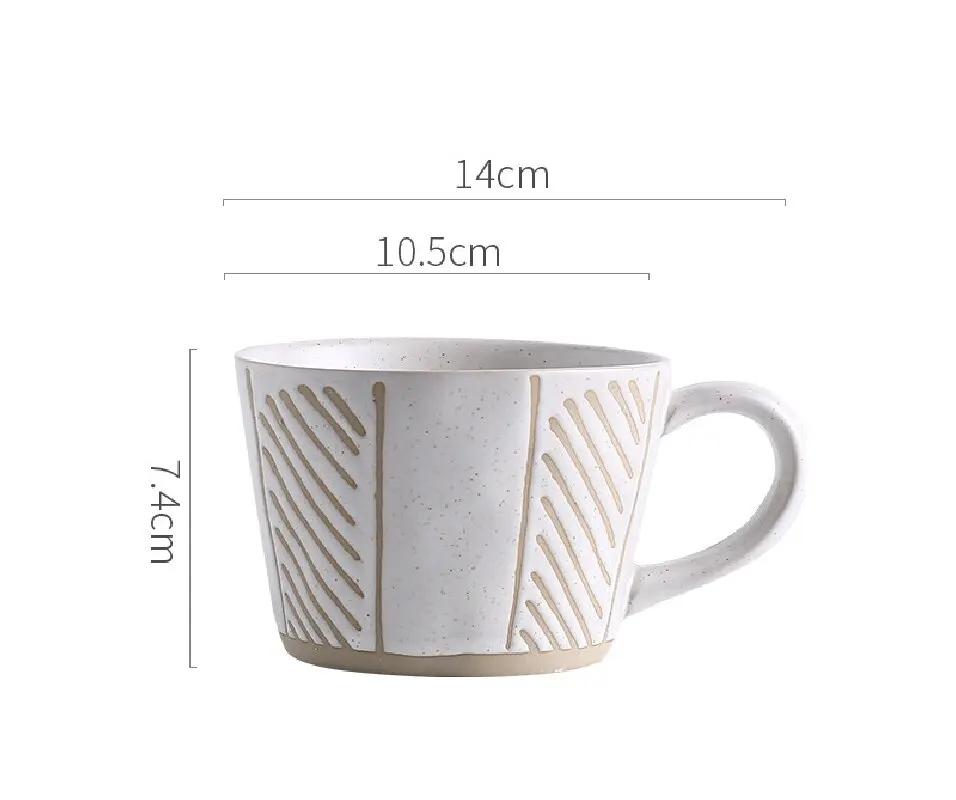 Новая керамическая кофейная кружка 360 мл, креативная чашка для чая с молоком и узором из линий, кружка для завтрака с овсянкой, посуда для напитков, чашка для воды