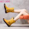 Fashion GKTINOO 2025 Women's Boots Winter Warm Leather Handmade Retro Flat Boots Flat Shoes Genuine Leather Boots for Women