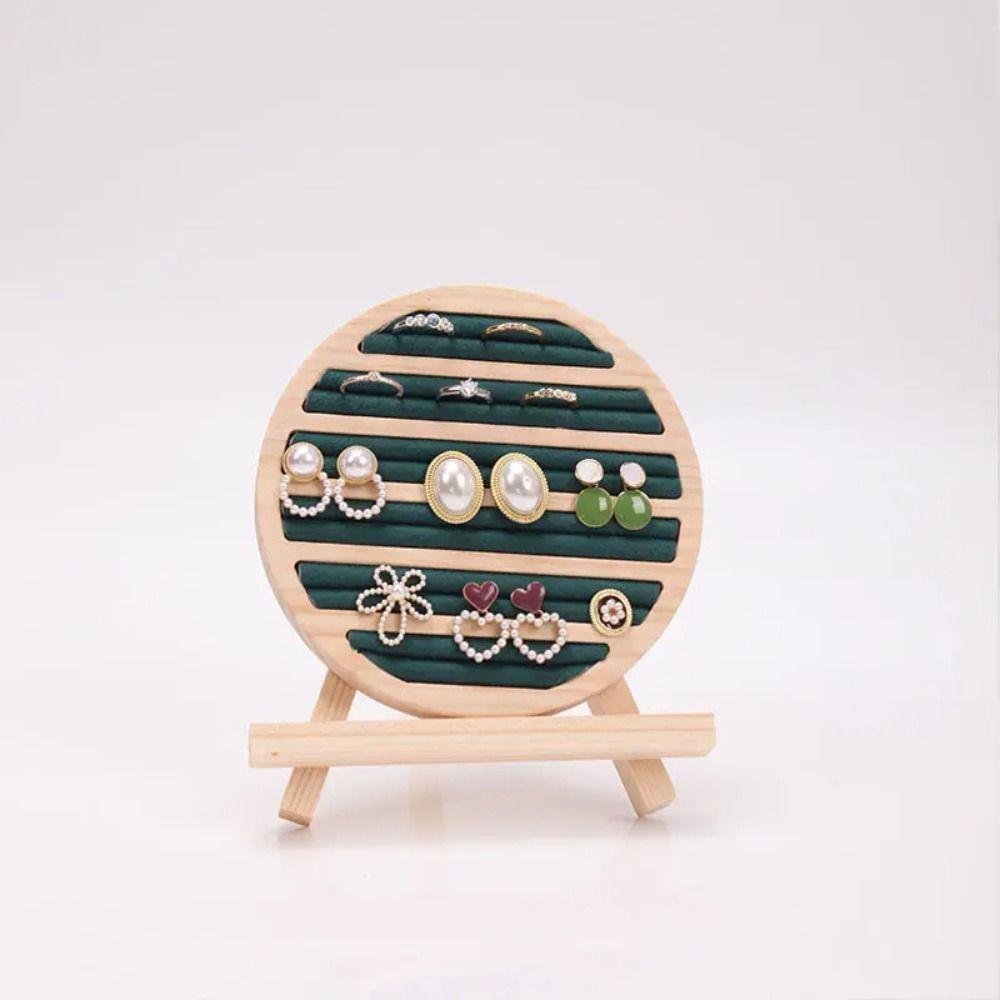 Velvet Lining Jewelry Display Rack Round Shape Jewelry Organizer Ring Earring Holder Shop Decor