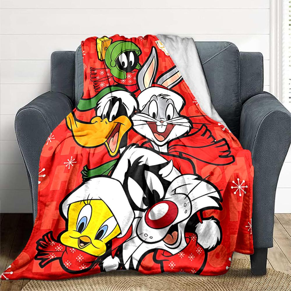 1 шт. Фланелевое плед Looney Tunes - HD Печать, Легкий, Мягкий, Теплый, Всесезонный плед для дивана, кровати, путешествий076