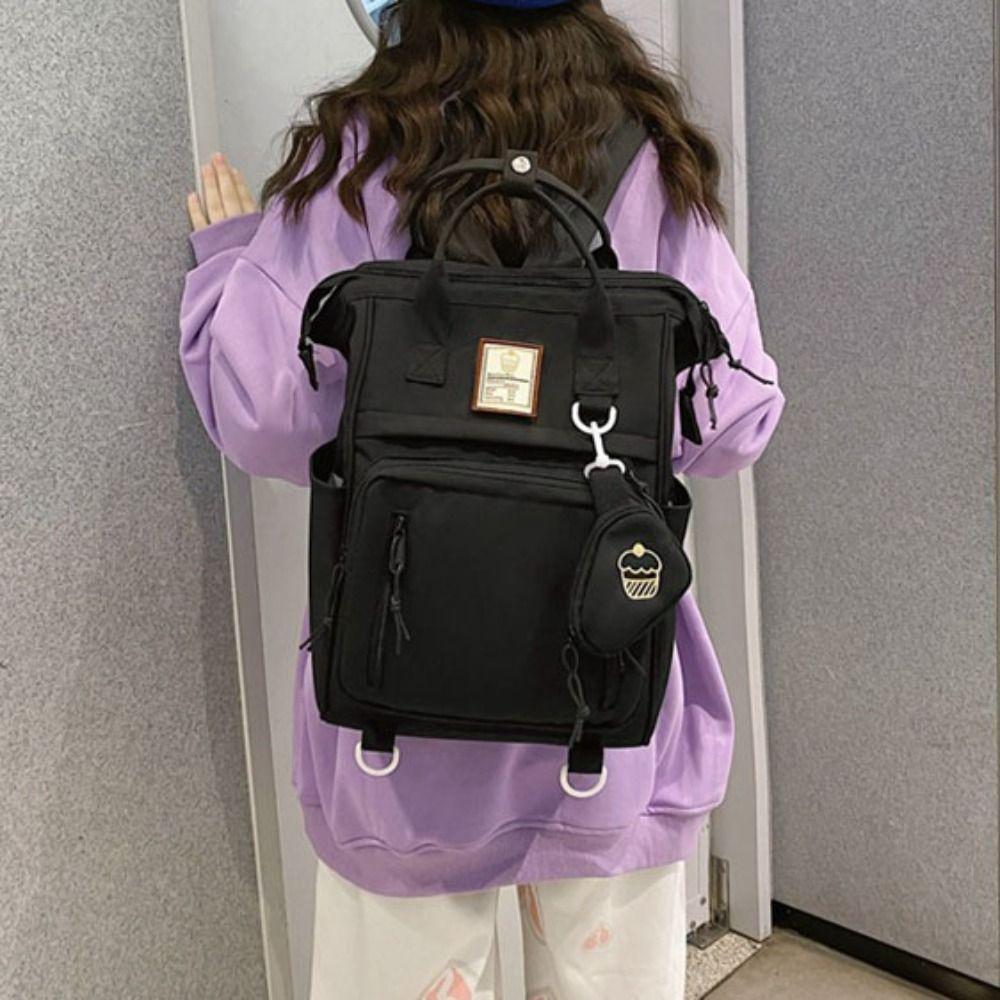 Nylon Laptop Backpack Portable Ins Shoulder Bag Wear-Resistant College School Bag Women