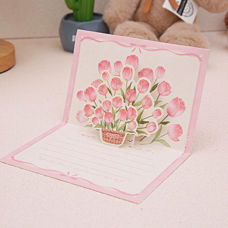 1 шт. Поздравительная открытка 3D Букет подсолнухов Открытка на день рождения Всплывающая Креативная бумажная открытка Розы Тюльпаны