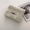 Korean Version with Wool Scarf for Women Winter New Versatile Solid Color Ins Scarf Beige Student Advanced Puppy Embroidery