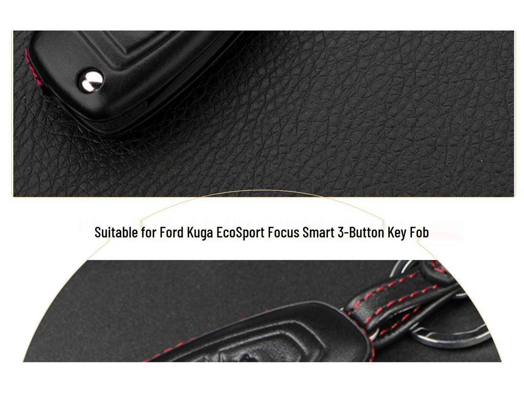 4D Leather Key Case for Ford Models: Kuga, Ecosport, Focus, Escort, Mondeo, Tourneo, Transit