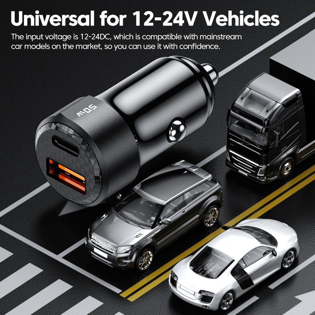 Автомобильное зарядное устройство 50 Вт PD3.0 QC4.0 USB-C Адаптер быстрой зарядки
