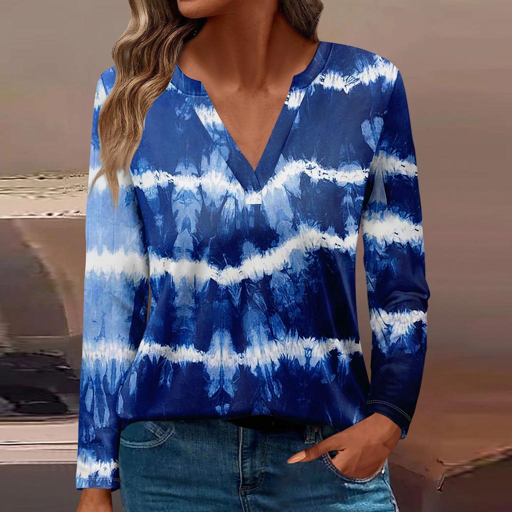Women's T Shirt Tee Printed Long Sleeve Daily Weekend Fashion Basic V Neck Regular Top