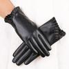 Women's Lace PU Leather Touchscreen Gloves: Warm, Windproof, Velvet-Lined for Autumn/Winter Cycling