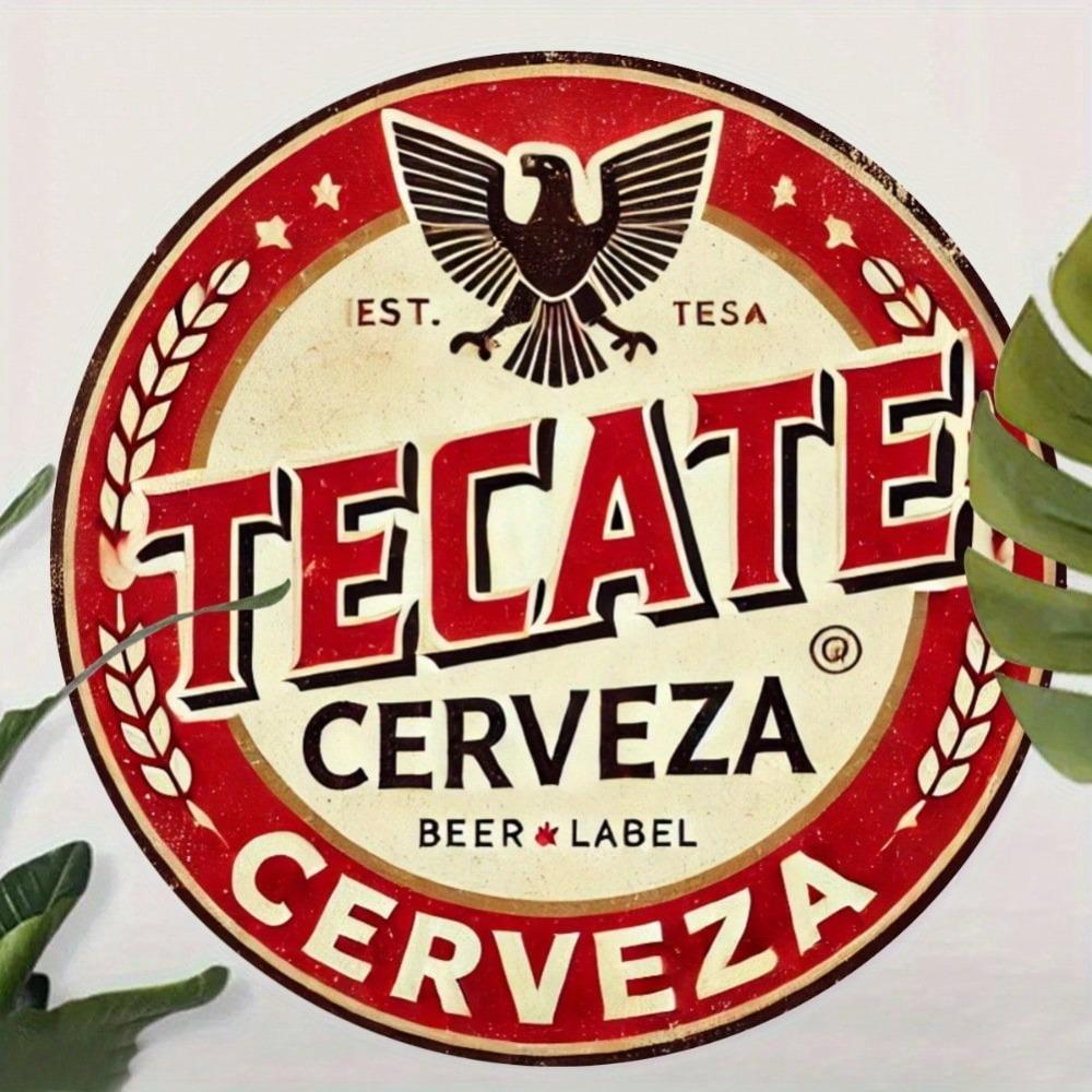 TECATE Логотип пива Металлическая жестяная табличка Красный орел Настенный декор Домашний бар Подарок 7,8x7,8 дюйма