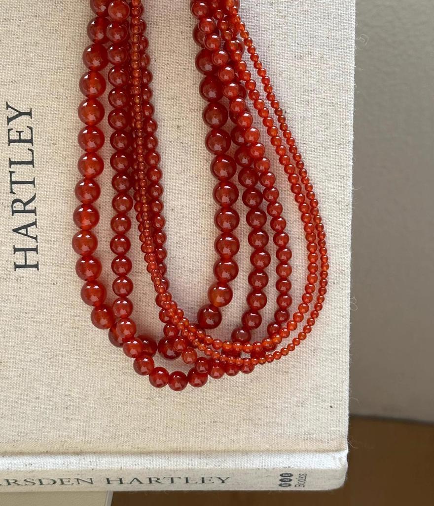 Женское колье из стерлингового серебра 925 пробы с красным агатом - Бусы-цепочка для свитера на китайский Новый год и Рождество