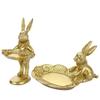 Фигурка кролика из смолы со съемным подносом для хранения серег и колец, домашний декор, аксессуар для прихожей
