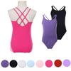 Girls Kids Dance Training Leotard Sleeveless Crisscross Back Jumpsuit Childrens Yoga Costume