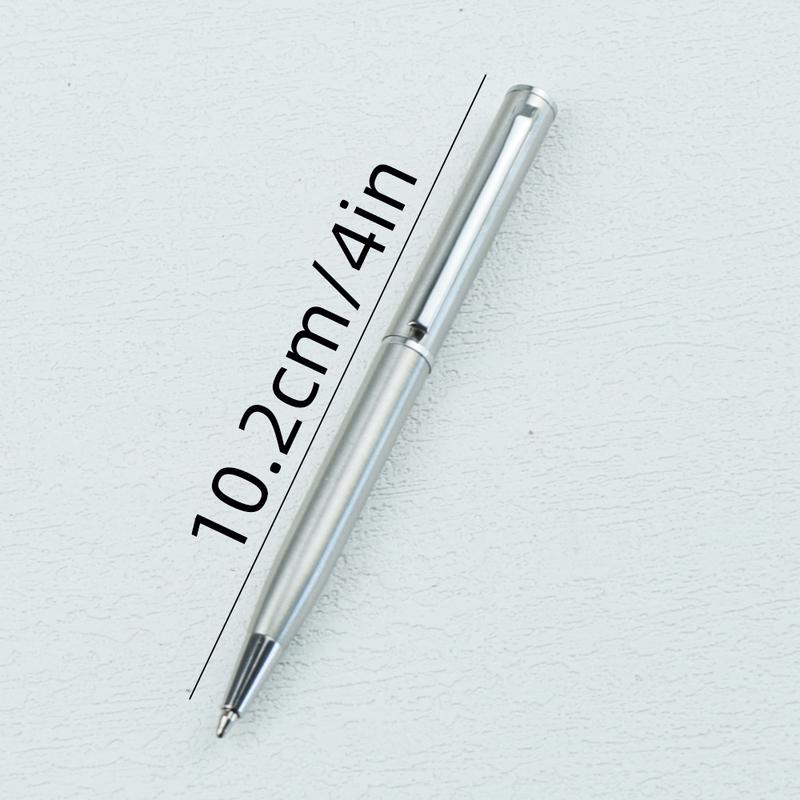 Mini Metal Twist-Activated Ballpoint Pen - Pocket-Sized 0.7mm Fine Black Ink Stainless Steel Ballpen Office School Supplies