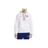 Nike FC Barcelona Club Fleece Logo Вышитый длинный рукав Толстовка Мужская толстовка с капюшоном Белый DV5563-100