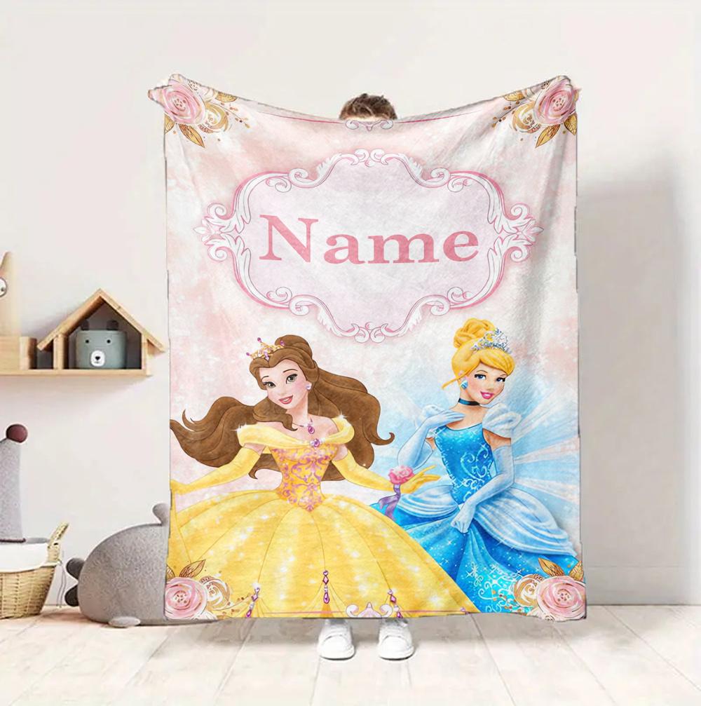 Custom Name Princesses' Garden Flannel Blanket Throw Blanket Soft Warm Sofa Bed Decor Unique Gift